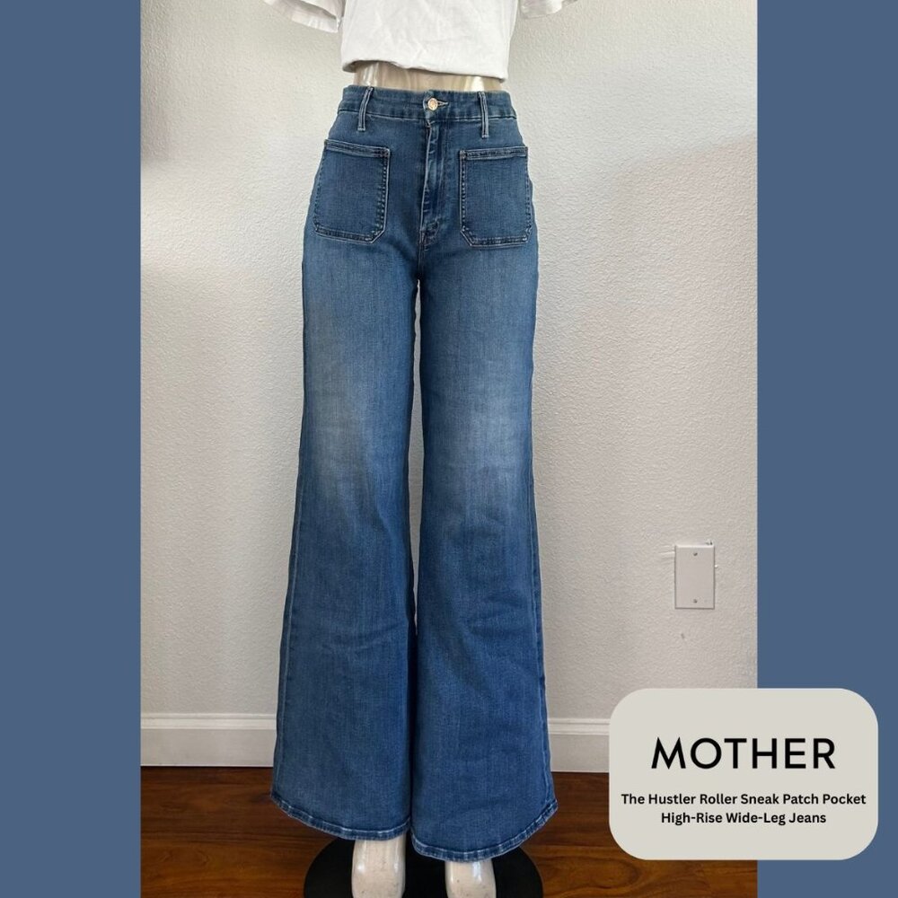 MOTHER | The Hustler Roller Sneak Patch Pocket High-Rise Wide-Leg Jeans